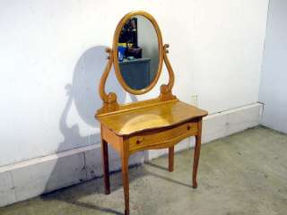 Antique Golden Oak Arts & Crafts Dresser Vanity  Mirror  