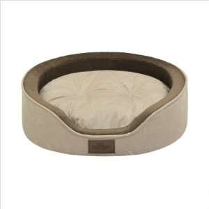  Bomber Leather Cuddler Pet Bed with Cushion in Buff Size 