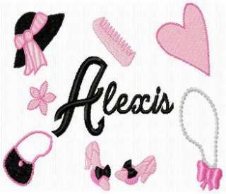 GIRL THINGS ALPHABET FONTS EMBROIDERY MACHINE DESIGNS  