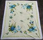 BEAUTIFUL VINTAGE 1950s YELLOW FLORAL TABLECLOTH NR  