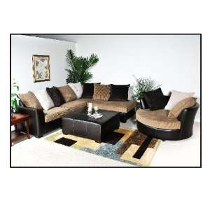  Benchmark Upholstery Domino 3PC Sectional Sofa Ottoman 