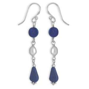  Cultured Freshwater Pearl and Lapis Earrings Jewelry