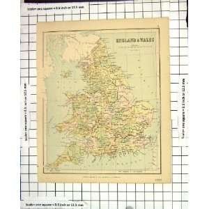  Antique Map England Wales Isle Man Wight Dover London 