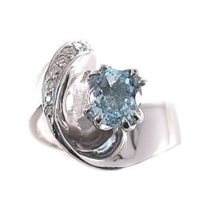  1.46ct. Oval Shape Aquamarine Gemstone And Diamond Ring Jewelry