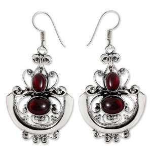  Garnet Dangle Earrings, Arabesques Jewelry