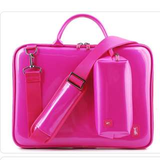 Women LAPTOP Bag SLEEVE CASE Enamel Pink color Pattern+shoulder Strap 