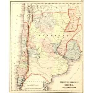  Antique Map of South America Argentine Republic, Chile 