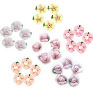    60 Pcs 6 Designs Ceramic Flowers Nail Art Decoration Beauty