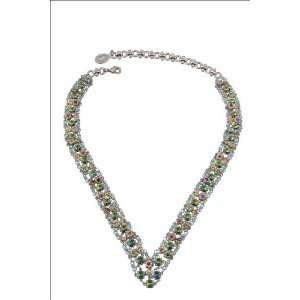 Michal Negrin Delicate Silver Plated V Shape Necklace Adorned with 