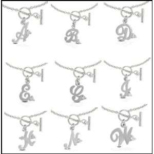   Silver Alphabet Script Letter V Classic CZ Bracelet 7.5 Jewelry