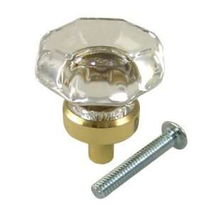   Town Crystal Cabinet Knob   1 Inch Glass Octagon Shape (Brass Base