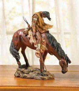   Statue Reproduction~American Indian with Spear & Horse ~Color  