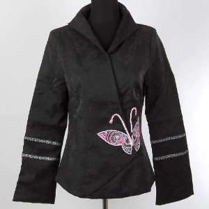  Noble Embroidered Butterfly Jacket Black Available Sizes 