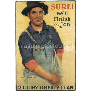  Sure Well Finish Job WW1 US Military Vintage Poster   11 x 