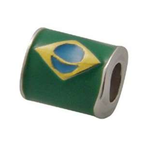  Zable Brazil Flag Country Flags Sterling Silver Charm 