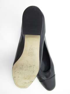 VAN ELI Black Leather Round Cap Toe Flats Shoes Sz 7 N  