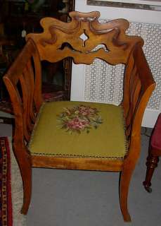 Rare Art Nouveau Bent Wood Chair Needlepoint Pegged  