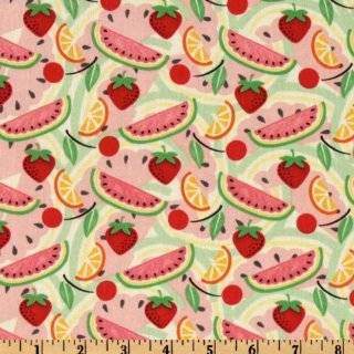 44 Wide Kitchen Capers Fruit Toss Pink Fabric By The Yard