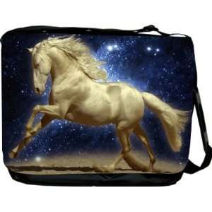 Fantasy White Horse Starry Night Messenger Bag   Book Bag   School Bag 