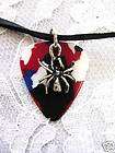 RED WHITE BLUE BLK GUITAR PICK SPIDER PENDANT NECKLACE