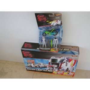 Hot Wheels Speed Racer Mach 6 and Battle Rig with Rockin Rocketbike 2 