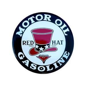  Red Hat Motor Oil Gasoline 12 Round Metal Sign Office 