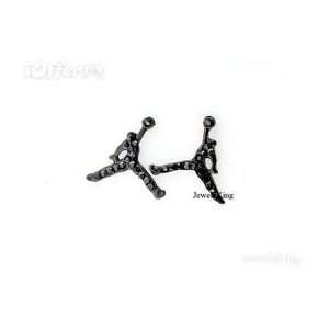   Iced CZ Michael Jordan Inspired Jumpman Stud Earrings 