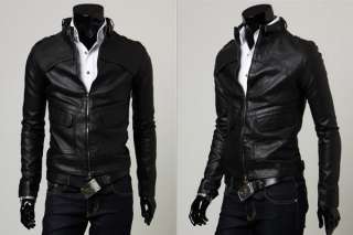 NEW Mens Slim Designed Sexy PU Leather Short Jacket Coat 2 Color 4 