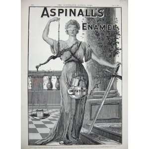  1889 Advertisement AspinallS Enamel Lady Statue Sword 