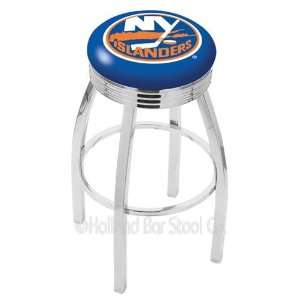 New York Islanders Logo Chrome Swivel Bar Stool Base with Ribbed 