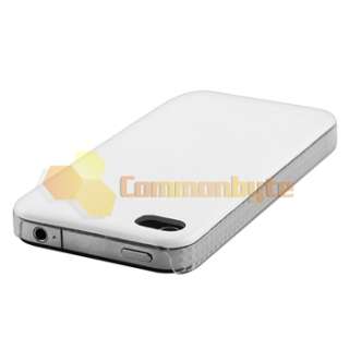 Shiny White Hard Case Cover+Audio Cable For iPhone 4 4th 4G Gen 4S 