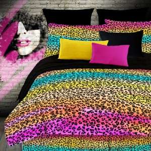 Veratex Street Rainbow Leopard animal print comforter  