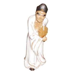  Oriental Statue, Chinese Male Figurine Clad in White Robe 