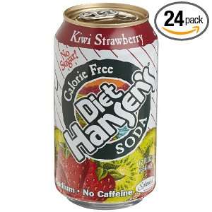 Hansens Soda Diet Kiwi Strawberry, 12 Ounce Cans (Pack of 24)  