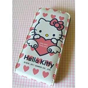 Hello Kitty iPhone 4 White with Pink Hearts Cover Case with Lid with 