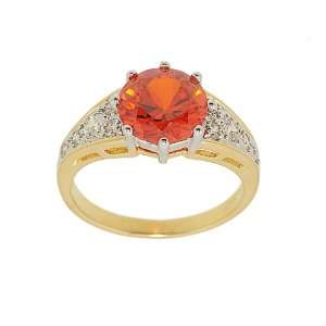 Classic Understated Hand Set Solitaire Fashion Ring in Vivid Orange 
