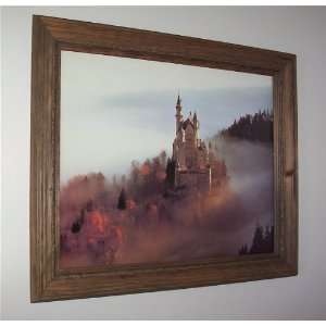  Bavarian Castle Neuschwanstein Picture Print in Pine Wood 