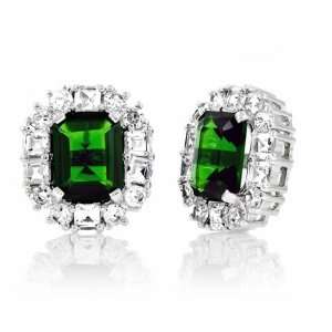  Aubrees CZ Cubic Zirconia Emerald Estate Earrings 