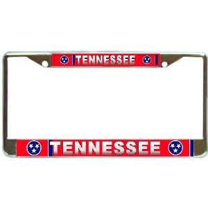  Tennessee State Name Flag Chrome Metal License Plate Frame 