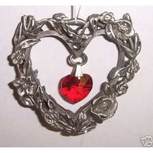  Spoontiques Pewter Heart with Crystal Suncatcher 2302 