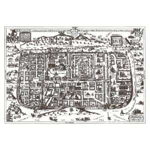  Historical Map of Jerusalem, 1584, Antique Map Wall Art 