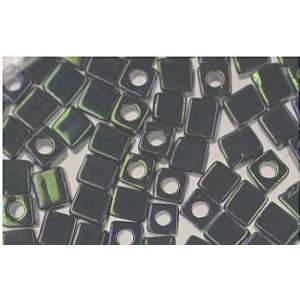  Metallic Green Rainbow Glass Cube Beads Made in Japan 