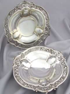 PAIR of ANTIQUE FRENCH STERLING SILVER FRUIT SERVING DISH BOWL ART 