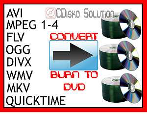 DVD CONVERTER. CONVERT & BURN ANY VIDEO TO DVD. AVI MPEG MKV WMV DIVX 