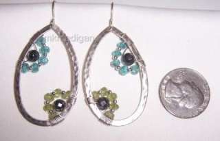   New Sterling Silver Hematite Peridot Apatite Teardrop Earrings W2216