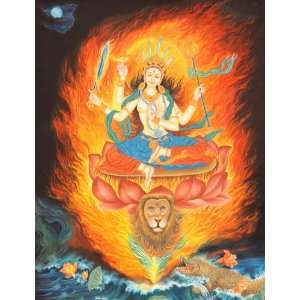  Goddess Durga   Tibetan Thangka Painting   Artist Ram 