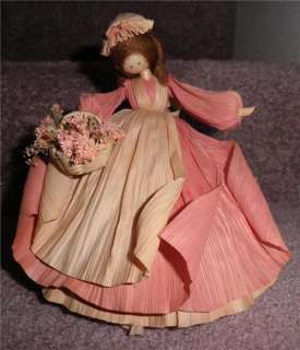 Nans Dolls Corn Husk Doll Cornhusk Basket of Flowers  