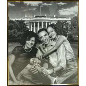    Framed Barack Obama Art   The Presidential Family 