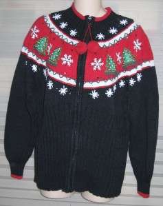 Womens Ugly Christmas Sweater~Black Sequins~Size Large  