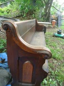 antique old 1800s church pew antique oak garden bench wood heavy 